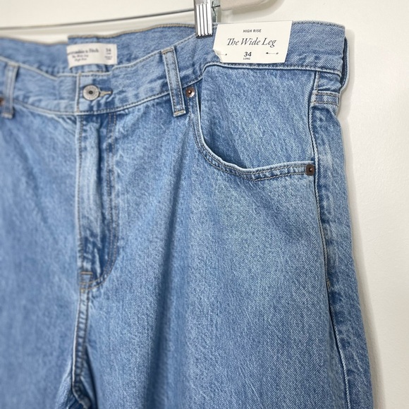 NWT A&F High Rise Wide Leg Jean Medium Wash 34 Long - Picture 6 of 15